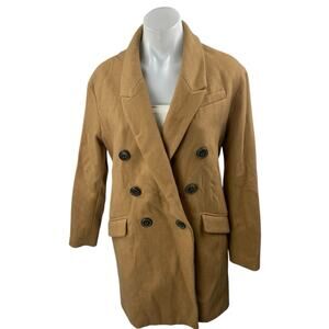 Banana Republic Womens Tan Double Breasted Peak Lapel Peacoat Jacket Size XSP